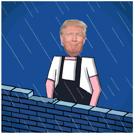 trump and the wall.gif
