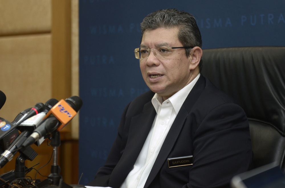 Foreign Minister Datuk Saifuddin Abdullah a proposed boycott of Malaysia over the social media Twitter platform did not jeopardise the country’s position in the international arena. — Picture by Mukhriz Hazim