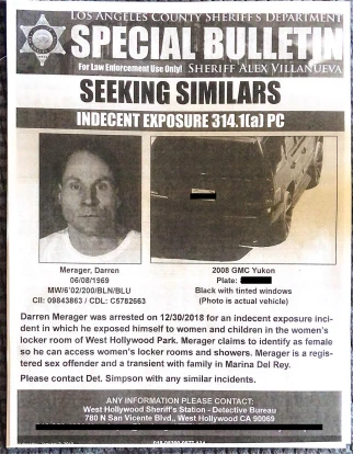 According to Merager, she is legally a female in the state of California and the charges against her are harassment.