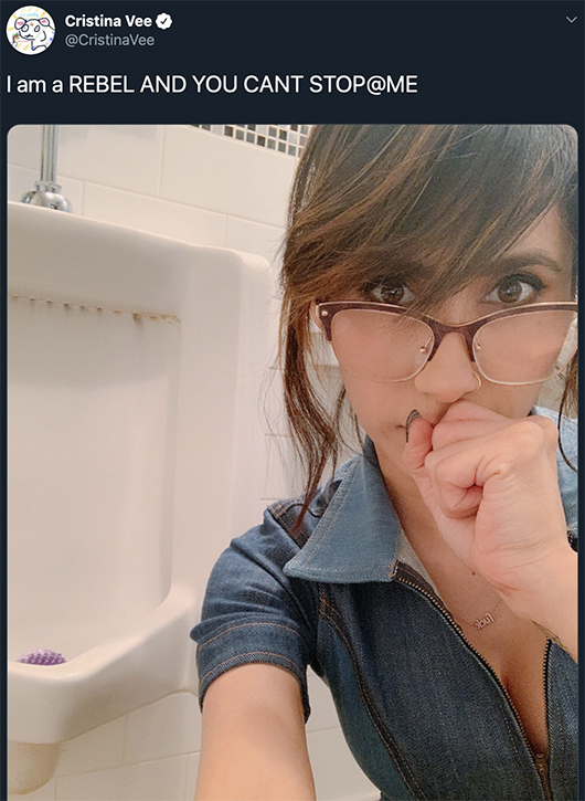 Cristina in bathroom