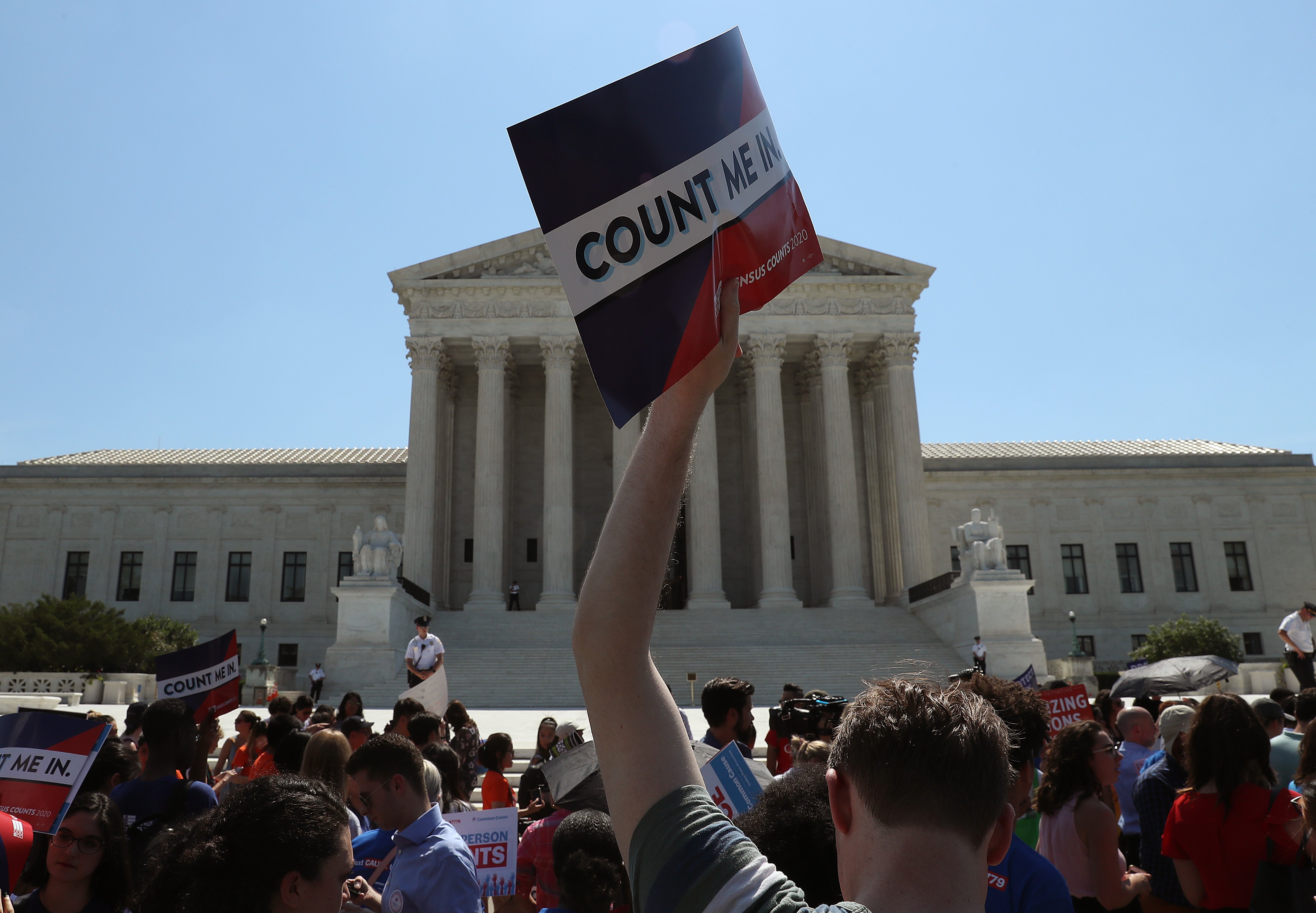People gather in front of the Supreme Court after several decisions were handed down on June 27, 2019. (Mark Wilson/Getty Images)