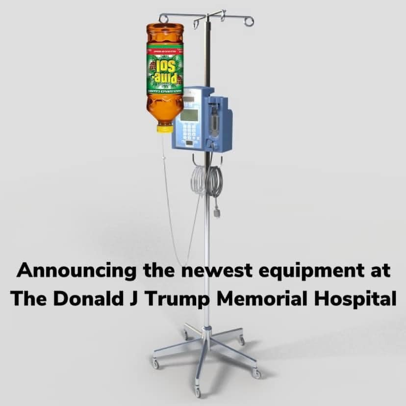 Image may contain: possible text that says 'JOS auld Announcing the newest equipment at The Donald J Trump Memorial Hospital'