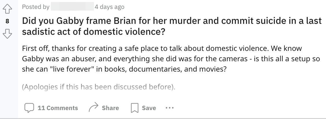 The thread, as is common with corners of the internet populated by the far-right, the Friends of Brian subreddit is rife with conspiracy theories