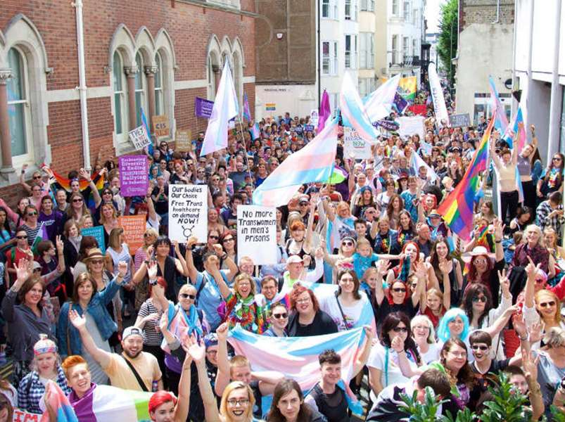 Trans and non-binary people and their allies at Trans Pride Brighton.